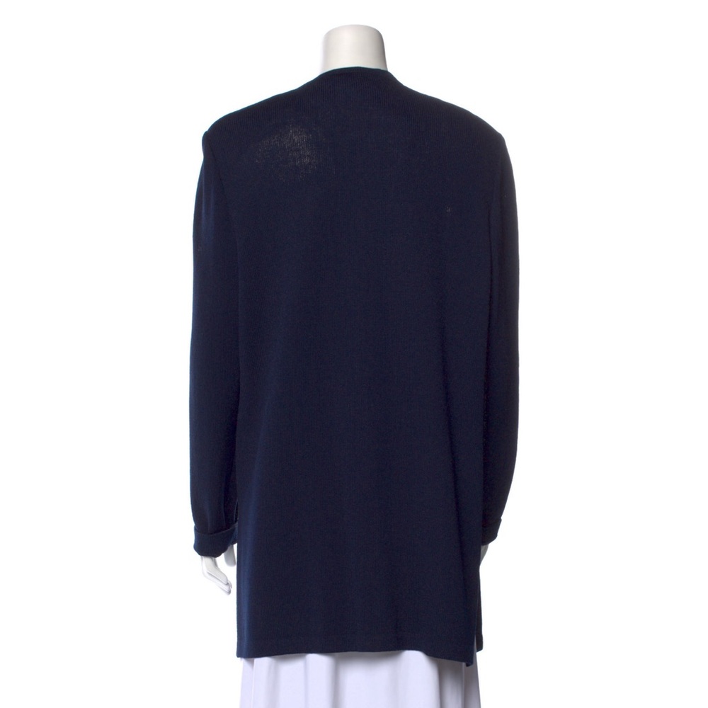 St. John Basics Santana Knit Long Navy Button Up Cardigan Sweater Jacket Large - Picture 3 of 3